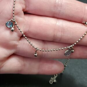 Avon silver tone bracelet with blue 8.75-9.5" anklet bracelet